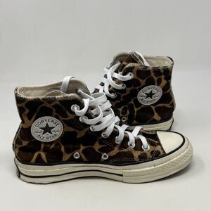 Converse Chuck 70 Hi Sneakers Shoes Womens 5 Cheetah Print Pony Hair Shoes